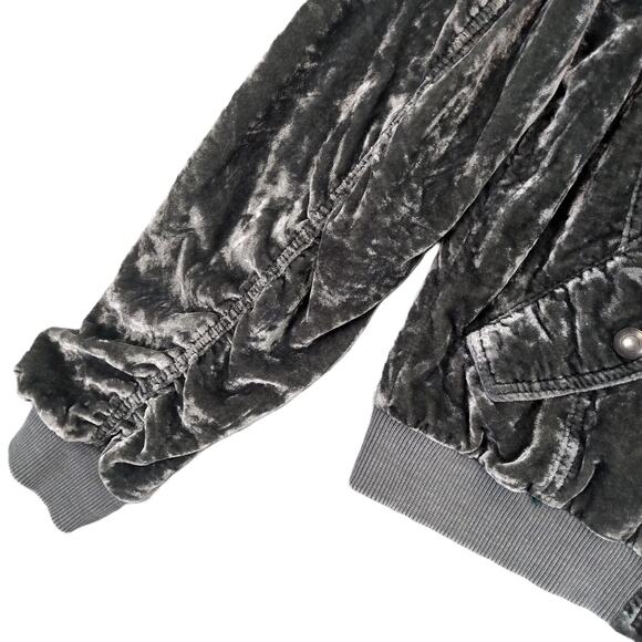 Free People Gray Velvet Bomber Jacket - Picture 5 of 6